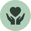 Icon showing 2 hands supporting a heart shape