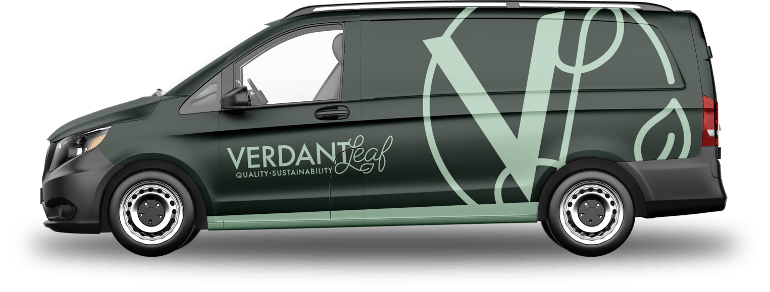 Van wrapped in Verdant Leaf branding
